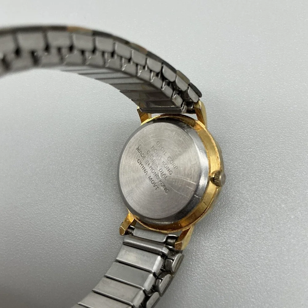 Vintage Pearl Womens Watch 24mm Abalone Dial Gold Tone Stretch Band New Battery